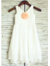 V Neck Chiffon Darling Flower Girl Dress With Lace Trim